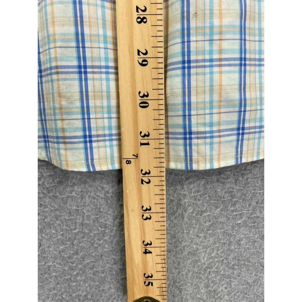 Peter Millar Crown Comfort Mens LARGE‎ Blue Plaid Button Down Shirt Long Sleeve